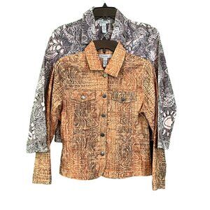 Analogy Women's Jean Jacket‎ Style Set of 2 Orange / Gray - Sz Pet Medium MP